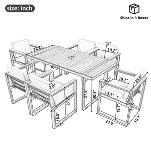 Set di Mobili da Giardino di Lusso, 7 Pezzi con Tavolo <span class=keywords><strong>e</strong></span> <span class=keywords><strong>Sedie</strong></span>, Cuscini Grigi Rimovibili, Arredamento da Esterno per Patio - Product Image 6