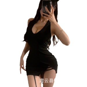 Manyu Lingerie New Sexy Halter Neck Bodycon Skirt Hot No-Removal Temptation Bodysuit Passionate Buttock-Exposing Uniform - Product Image 5
