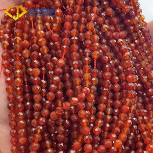 Cuentas facetadas redondas de ágata natural Hilo de cuentas de piedras preciosas de corte elegante de ágata roja - Product Image 6