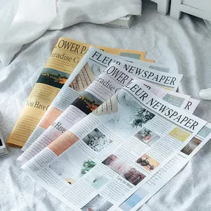 Hot sale Vintage Colorful Newspaper Flower Packing Paper in korea Bouquet Simple Printing Floral Gift Wrapping Paper