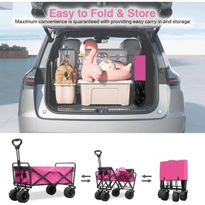 Chariot de camping de sable rose avec grandes roues chariot de plage de jardin pliant structure de plate-forme de chariot pliable pliable maison chariot à bras - Product Image 6