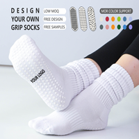Chaussettes de yoga souples antidérapantes pour femmes, idéales pour le fitness en intérieur, chaussettes de Pilates blanches personnalisables avec logo sur mesure