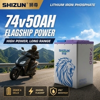 Batterie rechargeable 74V50AH LiFePO4 liquide avec GPS intégré, protection BMS complète, 3000 cycles, pour moto électrique et vélo électrique