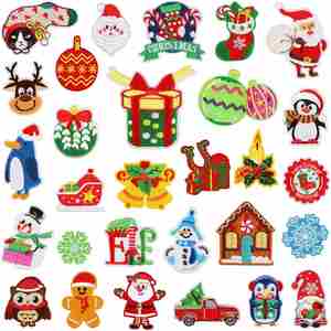 New Wholesale Iron on Christmas Embroidered Patches - Product Image 4