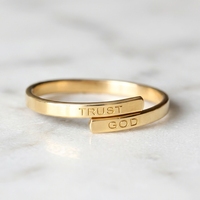 Unisex CE-Zertifizierter Verstellbarer Glaubensschmuck-Ring, Wasserfest, Schweißbeständig, Gold PVD Edelstahl Gravierte Vertraue-Gott-Ringe