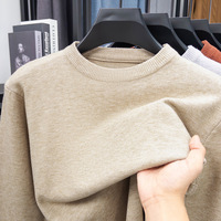 Pull en maille mélangée de nylon pour homme 6664, col rond, manches longues, décontracté, ample, couleur unie, chaud et doux pour l'automne