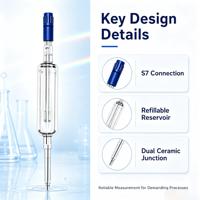 Électrode pH PH2000 120mm 0-14 pH 0-140°C 2 jonctions céramiques pour eau d'injection WFI Piège à ions argent Haute performance OEM