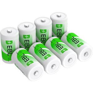 Paquete de 8 Baterías Recargables Ni-MH D de 10000 mAh EBL, Incluye Estuche para Baterías, para Linternas, Electrónica de Consumo, Juguetes - Product Image 1