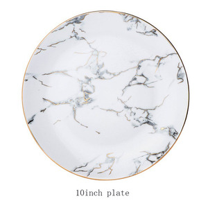 Nuevo diseño restaurante mármol dorado ensalada de carne carta oro postre de plato de cerámica anidación conjunto - Product Image 5