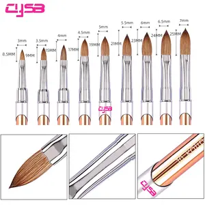 6 # kolinsky Acrylic Nail Brush với 100% kolinsky tóc lông vòng hình xử lý và 3D kim loại vẽ bút cho Salon sử dụng