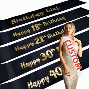 Wholesale Custom Logo Satin Fabric Party Gold Onion Shoulder Strap Etiquette Strap Sash <b>Ribbon</b> for Birther Graduation Ceremony - Product Image 1