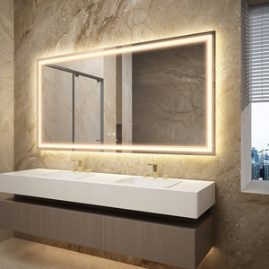 กระจกห้องน้ำ LED ทรงสี่เหลี่ยมผืนผ้าไร้กรอบกระจกข้างในโรงแรม - Product Image 4