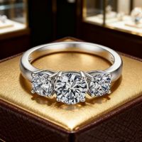Offre Spéciale : Ensemble de Bagues de Mariage en Moissanite pour Femme, 2 Carats au Total, Couleur D, Pureté VVS, Plaqué Rhodium, Bijoux en Argent Sterling 925