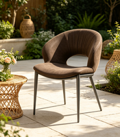 Chaise de salle à manger en tissu anti-griffures pour chat, dossier creux, chaise d'appoint de loisirs avec pieds en métal gris pour la maison et les restaurants