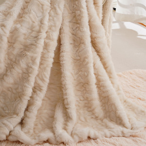 Couverture <span class=keywords><strong>en</strong></span> <span class=keywords><strong>fausse</strong></span> <span class=keywords><strong>fourrure</strong></span> ondulée 3D de qualité supérieure, solide et crémeuse, avec dos <span class=keywords><strong>en</strong></span> flanelle, lavable <span class=keywords><strong>en</strong></span> machine, épaisse et chaude, pour canapé, lit, salon - Product Image 5