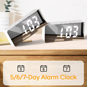 Trang trí nội thất mới lạ phòng ngủ nhiệt kế hiển thị bền cô gái make up Gương LED kỹ thuật số snooze Đồng hồ báo thức - Product Image 2