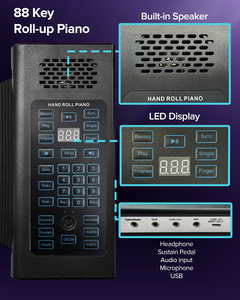 Piano Eléctrico Portátil de 61 Teclas con 128 <span class=keywords><strong>Ritmos</strong></span>, 20 Tonos, 10 Percusiones, <span class=keywords><strong>Canciones</strong></span> de Demostración, Batería de Litio Recargable y Almohadilla de Silicona - Product Image 5