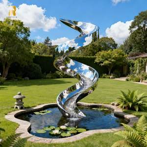 Statua <span class=keywords><strong>fontana</strong></span> d'acqua in acciaio inox lucidato grande arte astratta per parco giardino all'aperto - Product Image 4