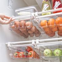 Organisateur de réfrigérateur pour aliments, séparateur de tiroir suspendu réglable en plastique PET transparent pour cuisine, 8 compartiments
