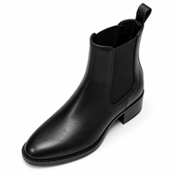 Bottes Chelsea noires en similicuir pour femmes, à talon carré bas, avec élastique latéral, à enfiler, tendance pour les détaillants de boutiques
