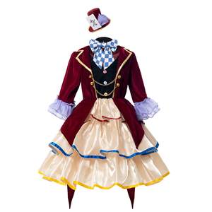 Costume da Cappellaio Matto per Bambine, Vestito da Festa in Maschera per Halloween, Outfit da Fiaba con Cappellini, Travestimento per Giochi di Ruolo - Product Image 1