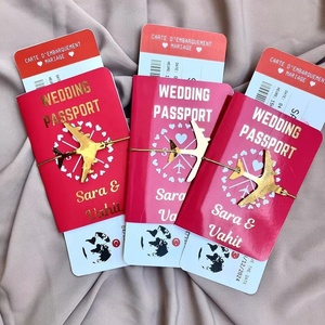 Carte d'invitation de mariage personnalisée format passeport, suite pliée en deux, design professionnel, paiement postérieur, vente en gros en vrac - Product Image 6