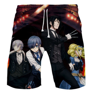 Shorts de bain en coton pour garçons, imprimé 3D Black Butler Dikamura, shorts de plage pour hommes, imprimé Anime, Harajuku Boardshorts - Product Image 5