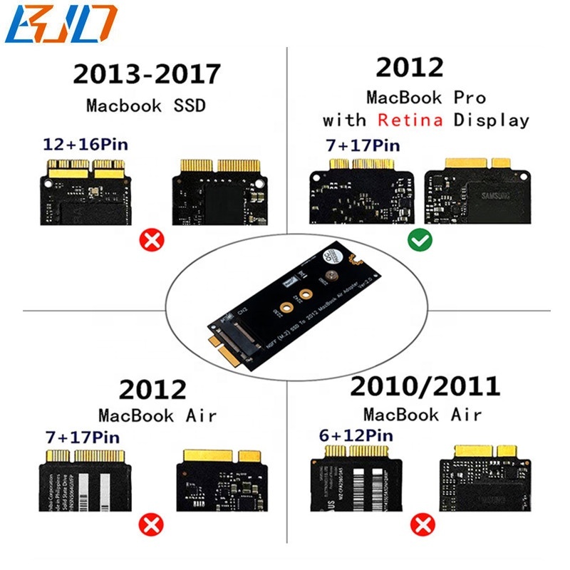 7 + 17Pin 2012 MAC SSD NGFF M.2 SATA SSD конвертер адаптера для MacBook Pro Retina 2012 A1398 A1425
