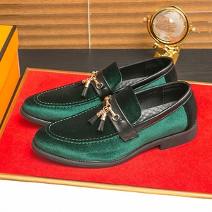 Mocassins décontractés en daim bleu-vert grande taille à enfiler confortables avec pompons pour mariages et occasions formelles été couleur unie - Product Image 3