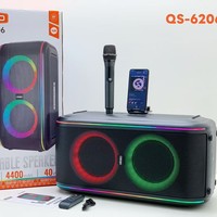 Haut-parleur Bluetooth 5.3 QS-6206 pour le commerce international, double haut-parleur de 6,5 pouces 40W avec batterie intégrée, idéal pour le KTV à domicile et les événements extérieurs