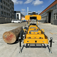 Scierie portative professionnelle, scie à ruban hydraulique sur remorque, machine forestière robuste pour la coupe de bois et le traitement du bois