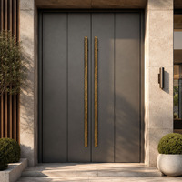 Manija de Puerta de Aluminio Martillado en Bronce Antiguo para Entrada de Villa y Puerta de Madera de Hotel, Manija Frontal de Lujo Personalizada de Una Sola Pieza