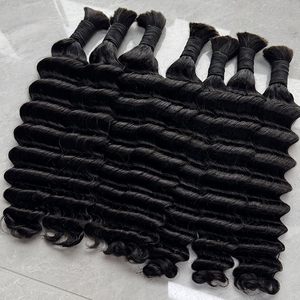 Cabello Virgen Camboyano Ondulado Profundo para Trenzas Boho, Cabello Humano de Doble Trama, Color Natural, Puntas Suaves y Abundantes, Cabello para Trenzar - Product Image 4