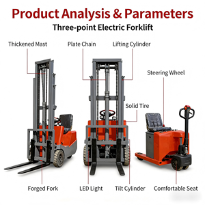 Carretilla elevadora eléctrica de bajo precio, elevador de batería seca, 3M-7m, carretilla elevadora de tres ruedas, capacidad de 1 tonelada, longitud de horquilla de 1070mm, ancho de horquilla de 122mm - Product Image 2