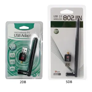 Mini Adaptador WiFi USB <span class=keywords><strong>de</strong></span> 150 Mbps, <span class=keywords><strong>Antena</strong></span> <span class=keywords><strong>de</strong></span> 2 dB/5 dB, Portátil, Inalámbrico 5G, 802.11b/n/g, Alta Velocidad - Product Image 1