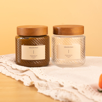 500ml Clear Glass Sealed Jam Jar With Natural Wooden Lid Honey Strawberry Jam Seasoning Jar Glass Wide Mouth Food Jar With Spoon