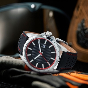 Montre à quartz en acier inoxydable avec logo personnalisé OEM ODM, montre de luxe pour homme, étanche à 50 m, cuir, mode, saphir - Product Image 5