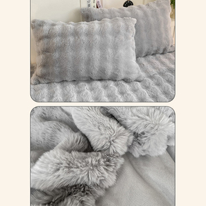 Ropa <strong>De</strong> <strong>Cama</strong> Winter High Elasticity 360&deg; All-Around Wrapping Coverage Rabbit Fur Bubble Fitted Bed Sheets Bedding Sheet Bedskirt - Product Image 3