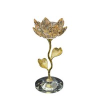 Luxuriöses Champagner-Kristall Lotus-Kerzenhalter-Set, 3-teilig, Goldener Kerzenständer, Hochzeitstisch-Dekoration, Wohnraumdekoration