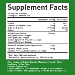 Gélules de collagène personnalisées en usine, contenant de la vitamine C avec du sodium, favorisant la flexibilité des articulations, complément de collagène en gélules - Product Image 2