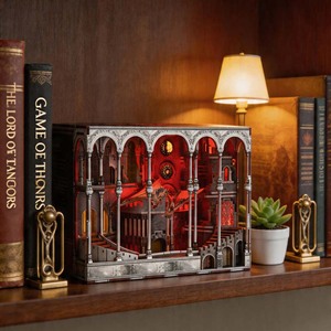 Mini Librería Personalizada Premium <span class=keywords><strong>para</strong></span> Manualidades, Decoración <span class=keywords><strong>de</strong></span> Diorama con Luz LED, Cubierta Antipolvo, Regalos Educativos STEM - Product Image 1