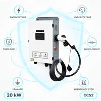 Boîtier de recharge DC 20 kW CCS2 à pistolet unique EVSE OCPP 1.6J avec écran tactile IP54, Hub de recharge pour hôtels et appartements, Minuteur de programmation de recharge