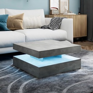 <span class=keywords><strong>Mesa</strong></span> de Centro Moderna de Diseño 2026, Cantidad Mínima de Pedido 50 Piezas, <span class=keywords><strong>Mesa</strong></span> de Centro Cuadrada de Alto Brillo en <span class=keywords><strong>Gris</strong></span> y Blanco con LED para Sala de Estar - Product Image 3