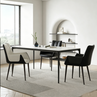Chaise de salle à manger minimaliste italienne Insight avec dossier rembourré en microfibre, revêtement en cuir, pieds en métal - Chaise Heather