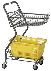 Chariot de vente chaud d'épicerie de fil métallique petit caddie à deux étages - Product Image 5