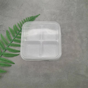 Contenedor Desechable Pequeño de Plástico PET con <span class=keywords><strong>4</strong></span> Compartimentos y Tapa para Refrigerios, Verduras, Carne, Almuerzo/Cajas Bento - Product Image 5