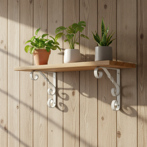 Staffa Triangolare Decorativa in Metallo Stile <span class=keywords><strong>Ferro</strong></span> <span class=keywords><strong>Battuto</strong></span>, Spessore 2,5mm, Verniciata a Polvere Bianca, Supporto da Parete - Product Image 4