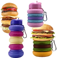 Brevet Produit Promotion Football Potable Bouteilles Hambourg Forme Silicone Pliable Bouteille D'eau Avec Logo Personnalisé En Gros