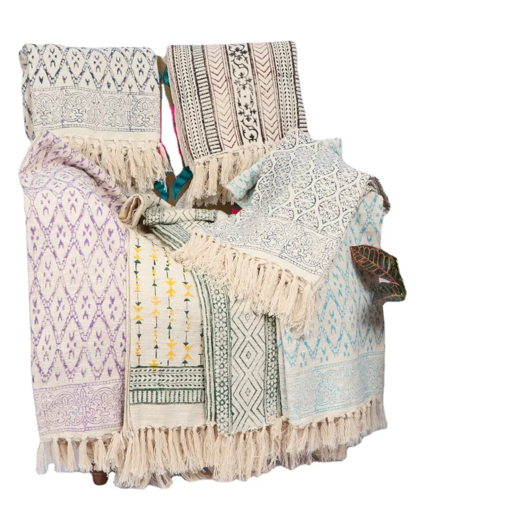 Одеяло из чистого хлопка с принтом ручной работы 44x78 ''Th0565