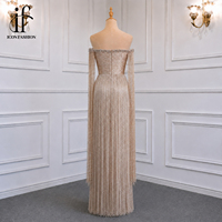 Robe de soirée longue à sequins et franges, épaules dénudées, sur mesure pour femme, fabricant OEM à marque privée